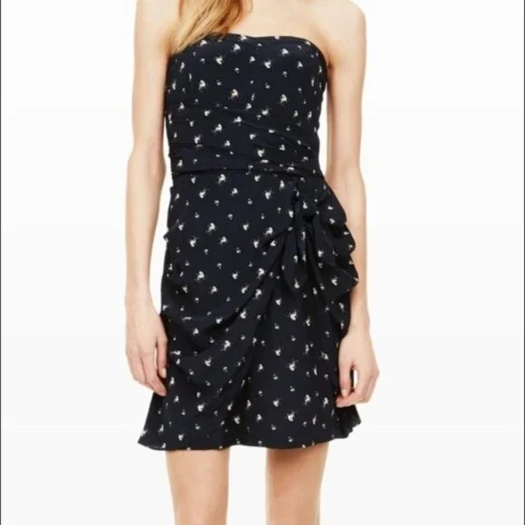Club Monaco | Dresses | Club Monaco Silk Strapless Dress Navy Size 4 Wedding  Guest